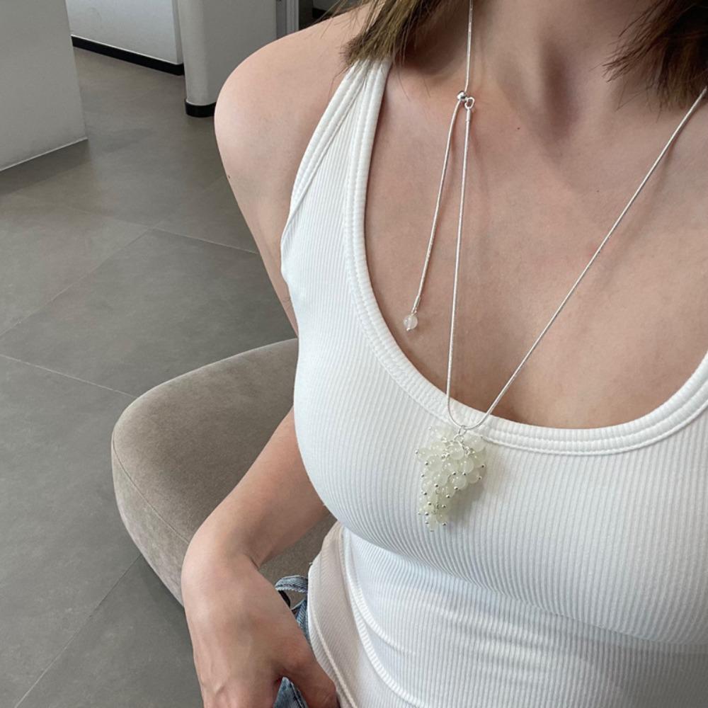 Jewelry Grape Cluster Necklace Silver Pearl Grape Sweater Chain Grapes Pendant Necklace  Gift