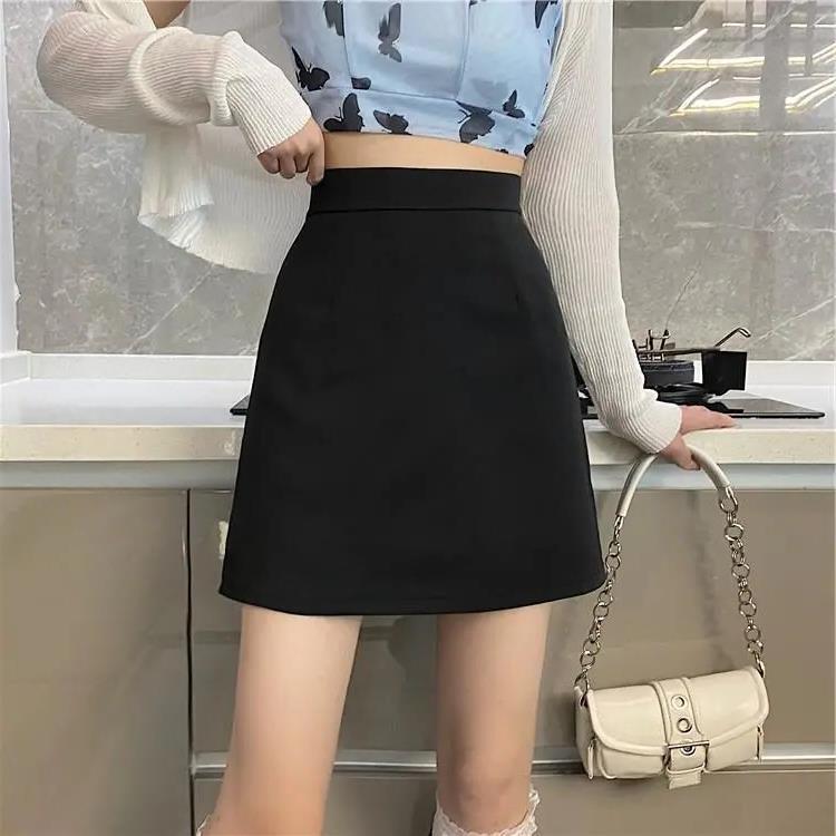 Летняя черная юбка А-силуэта с высокой талией 2025 - Защита от просвечивания, Приталенная, Универсальная, Большой размер