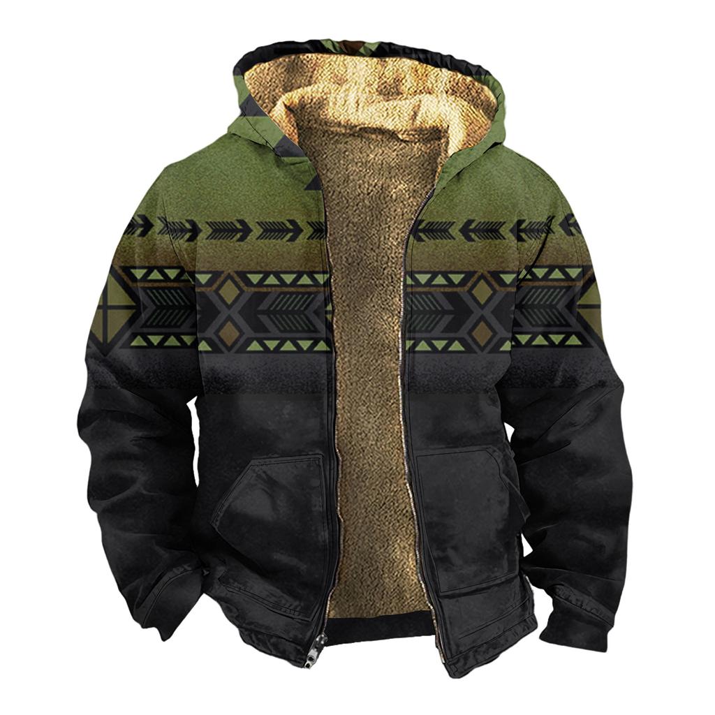 Мужская зимняя флисовая толстовка с капюшоном на молнии с накладным карманом, повседневная куртка