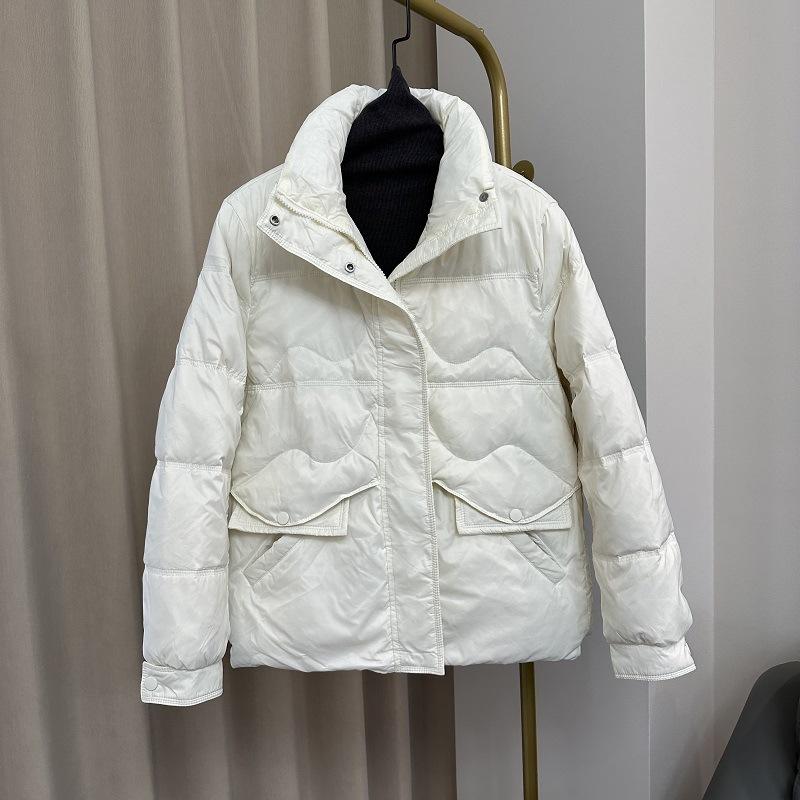 Autumn and winter new down jackets women's thin stand-up collar loose white duck down warm jacket short fashion, lightweight and trendy