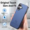 For iPhone 16 Case Cloth Texture Leather+PC+TPU Anti-Drop Phone Cover - Blue