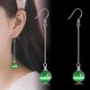 Summer 2024 Green Agate & Yellow Cat's Eye Stone Pink Gem Earrings for Women