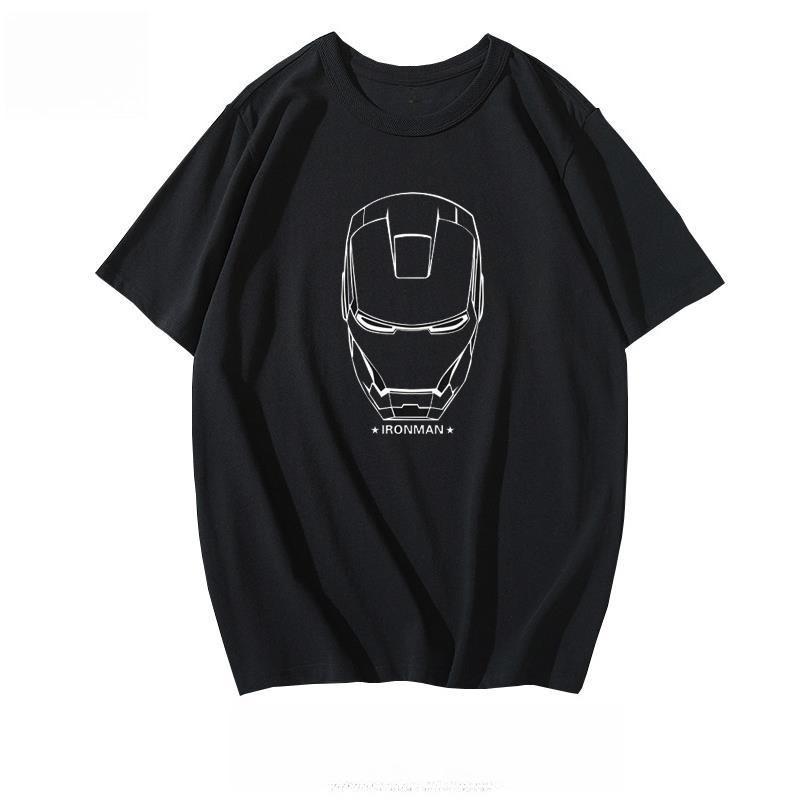 2026 New Fun Trend Cartoon Iron Unisex Mask Print Fashion Spring Unisexs Short Sleeve ParentChild Loose and Comfortable TShirt