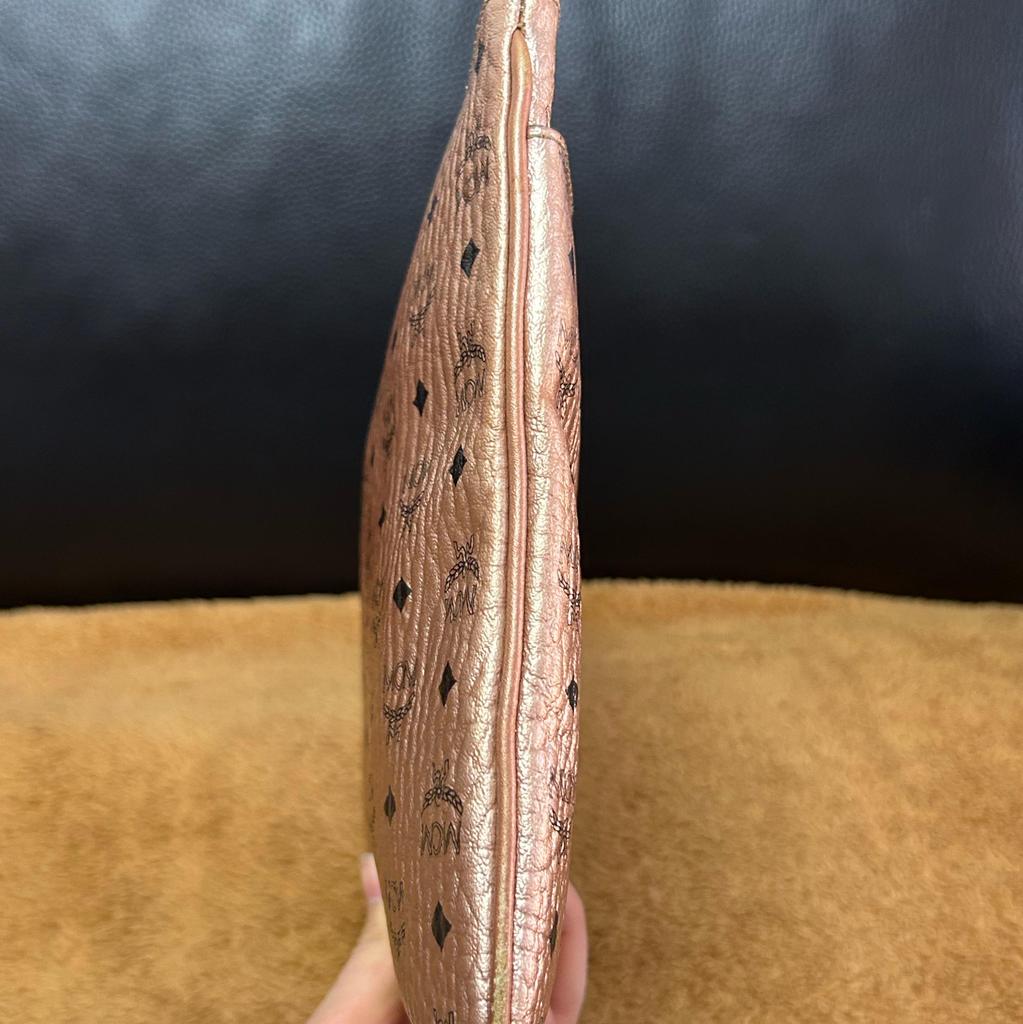 [Pre-Owned] Medium Rose Gold Coated Canvas Floral Print Shoulder Bag Clutch Crossbody Bag Rose Gold Hardware Detachable Shoulder - Very Good #19MMSJF