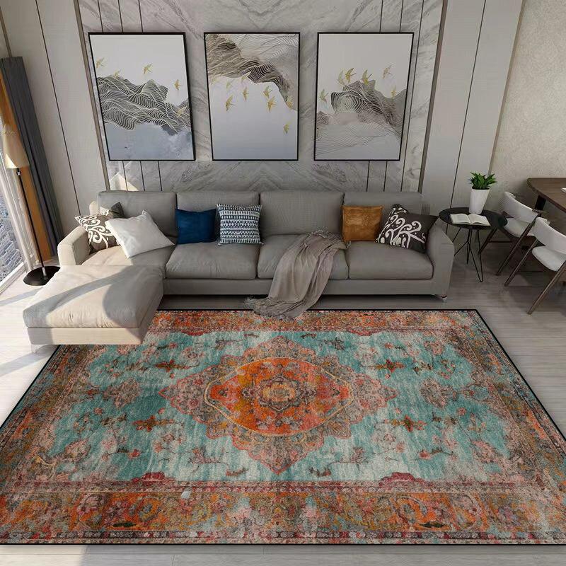 American Style Retro Carpet Living Room Bohemian Decoration Non-slip Washable Rug 140x200 Bedroom Sofa Bedside Flannel Floor Mat
