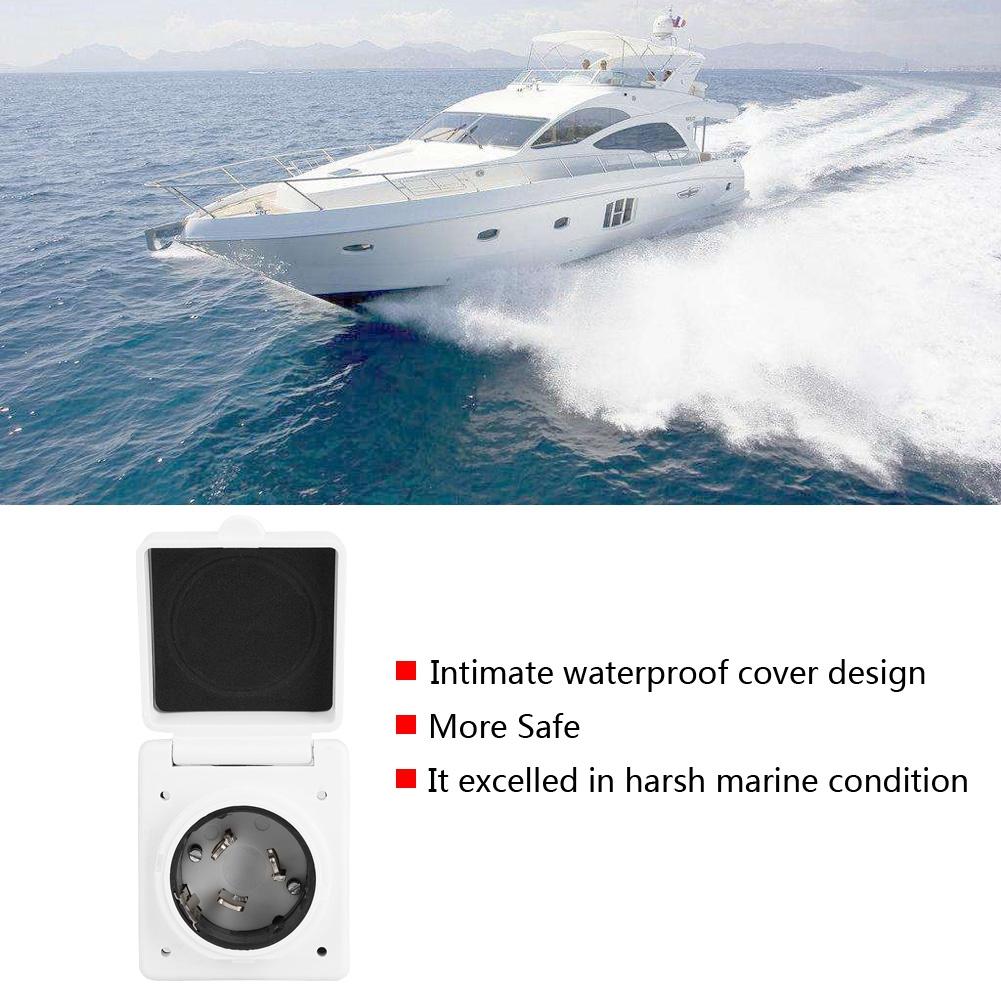125V/250V 50A RV Marine Power Cord Twist Electrical Lock White Inlet with Waterproof Cover