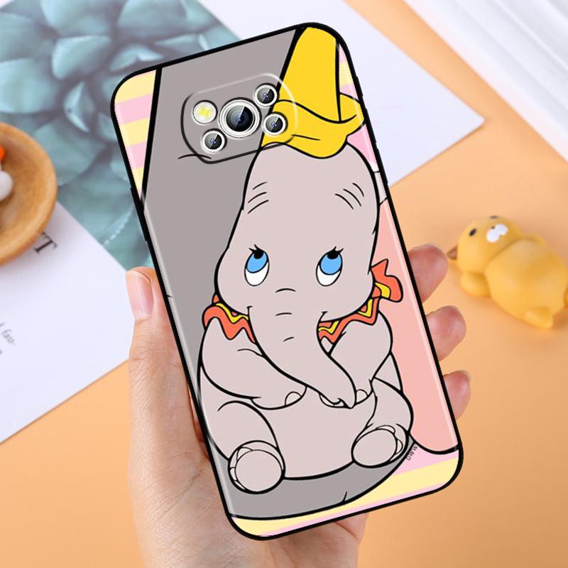 Cute Dumbo Cartoon For Xiaomi Mi Poco F5 F4 F3 F2 X5 X4 X3 M6 M5 M5S M4 M3 C40 Pro GT NFC 5G Black Cover Phone Case