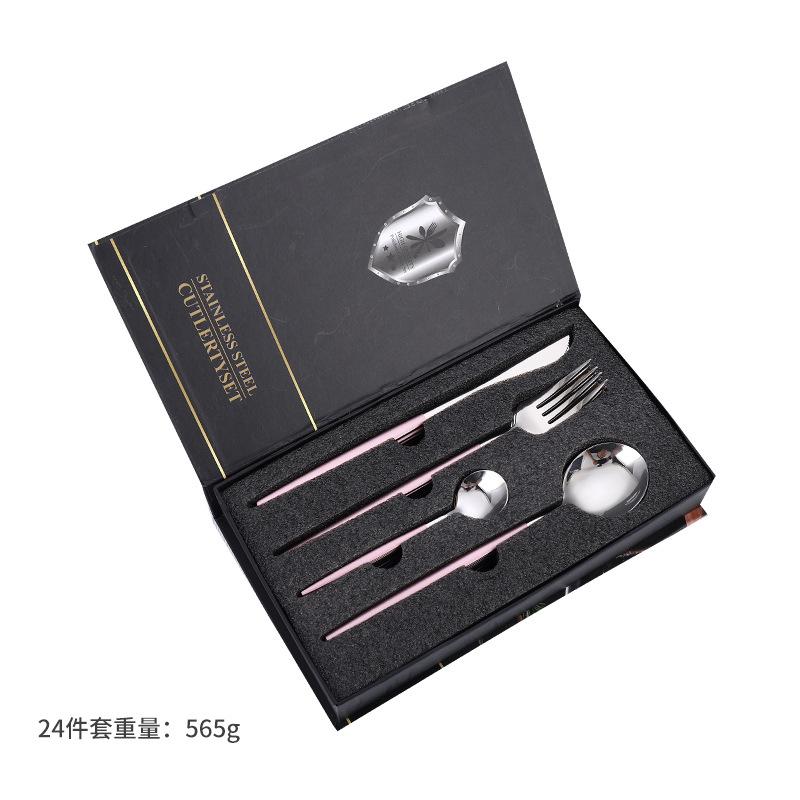 Stainless Steel Tableware Knives, Forks and Spoons 24-piece Set Western Tableware Steak Knife Gift Box Set