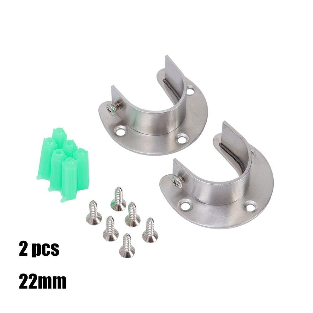 2PCS with Screws Flange Seat Thick Closet Rod Brackets Durable Furniture Hanger Rail