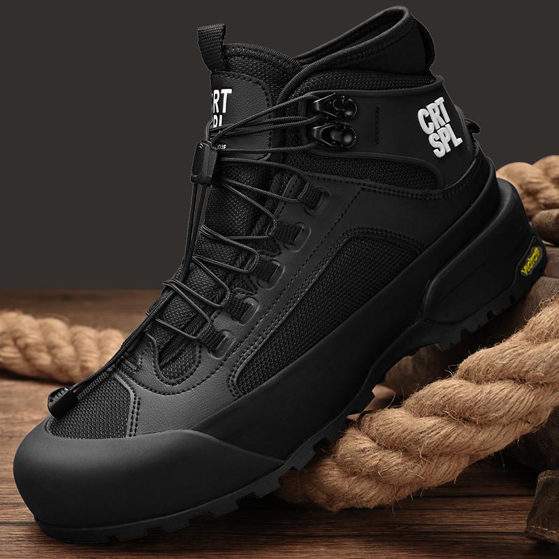 Модные осенне-зимние мужские базовые ботинки, модные высокие кроссовки, уличные кожаные боты, для отдыха, ходьбы, мужские ботильоны, удобные мотоциклетные ботинки