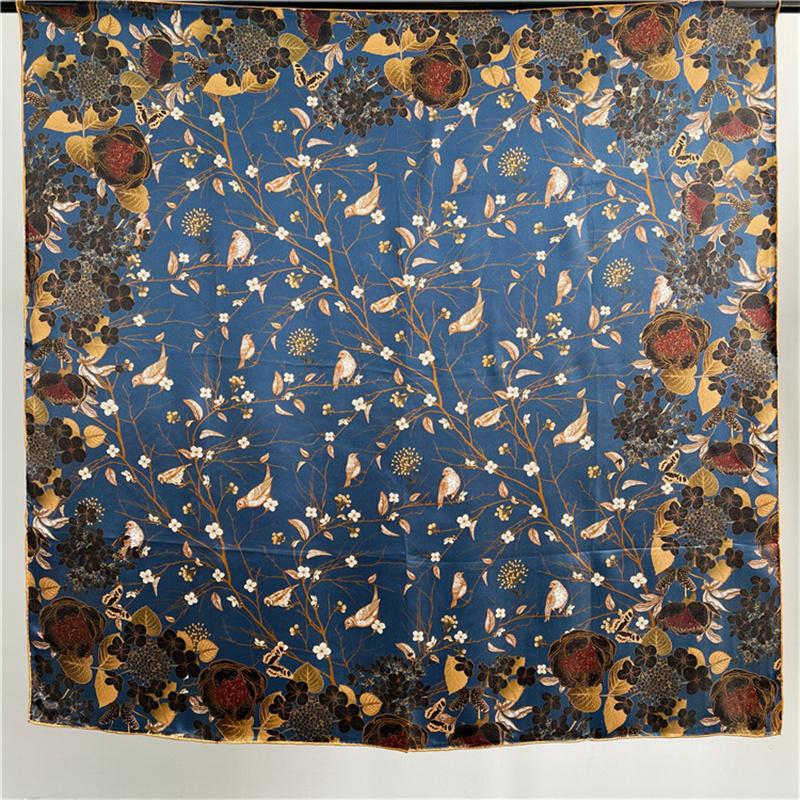 110*110 Cm Square Silk Scarf Women's Fashion Printed Small Neck Scarf Office Women's Hair Belt Folar Handkerchief Women's Handkerchief Shawl Scarf