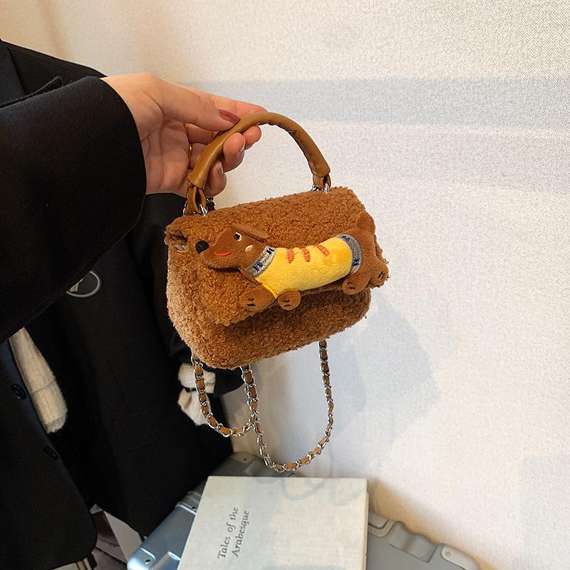 Новая модная красивая меховая женская универсальная маленькая квадратная сумка-мессенджер через плечо