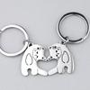Милый брелок для ключей с кошкой из нержавеющей стали, пара, влюбленные животные, парный брелок для ключей, студенческий рюкзак, подвески, подарок на День святого Валентина