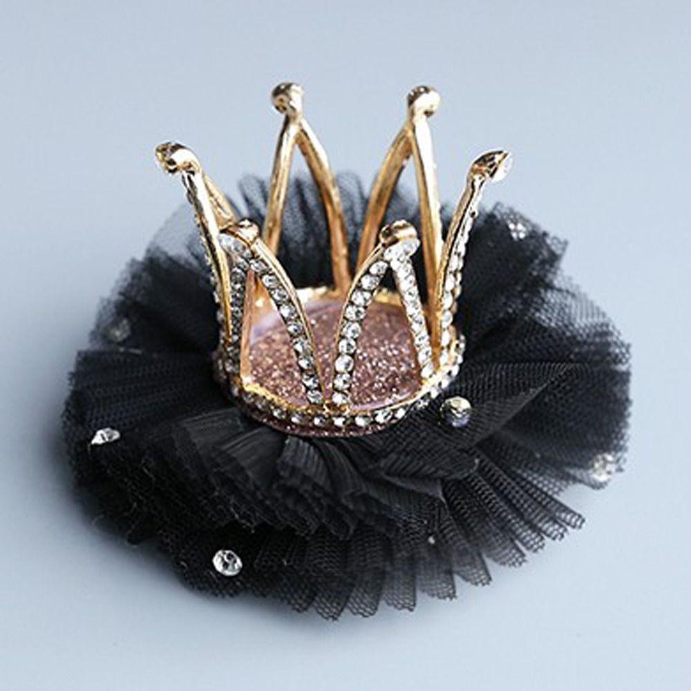 Lovely Sweet Zinc Zinc Alloy Rhinestone Gauze Tiara Crown Hair Clip Headwear Hair Accessory Girl Hairpin
