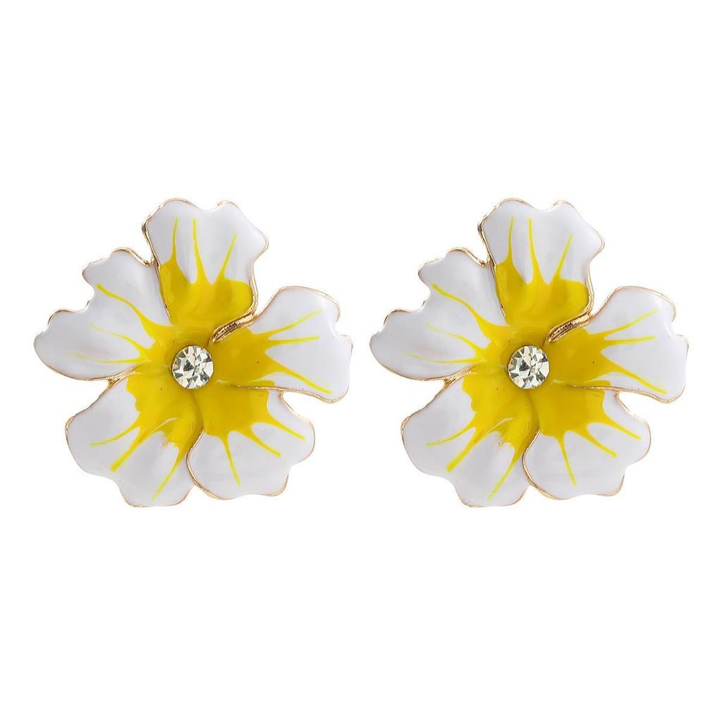 Exaggerated Multi-Color Handmade Flower Oil Drip Earrings for Women