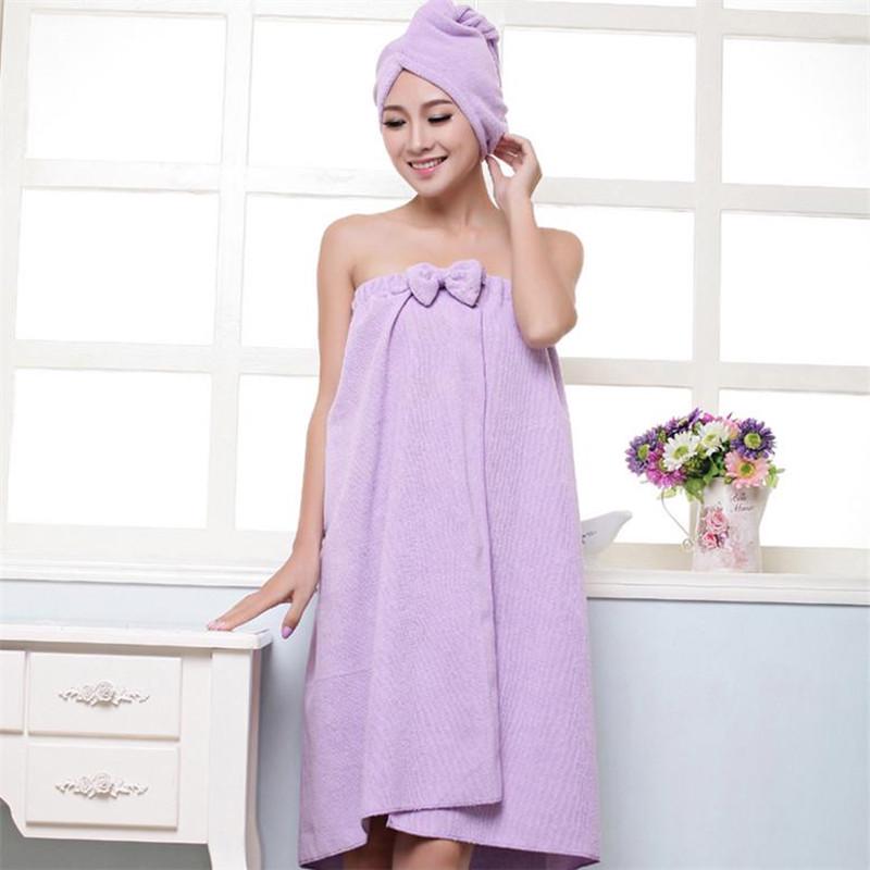 Bath Towel Fiber Bow Bath Towel With Shower Cap Bath Towel Set Antibacterial Anti-Mite Bath Towel