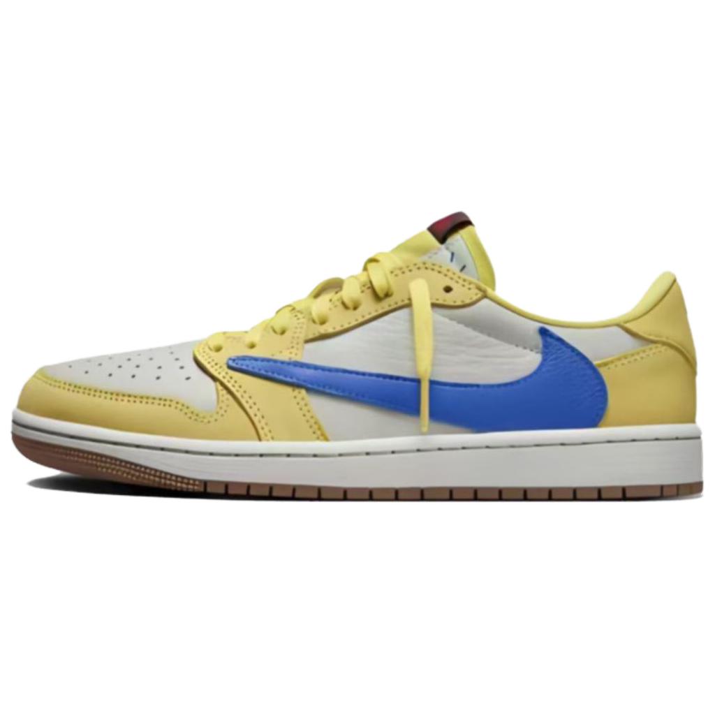 Travis Scott x Jordan Air Jordan 1 Versatile Low top Vintage Basketball Shoes Unisex Black Blue DZ4137-700(Team658-)