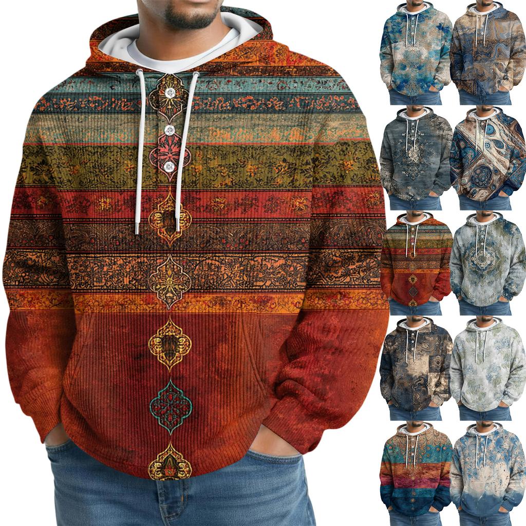 Men's Knit Hooded Sweatshirt Casual Long-Sleeve Sweatshirt