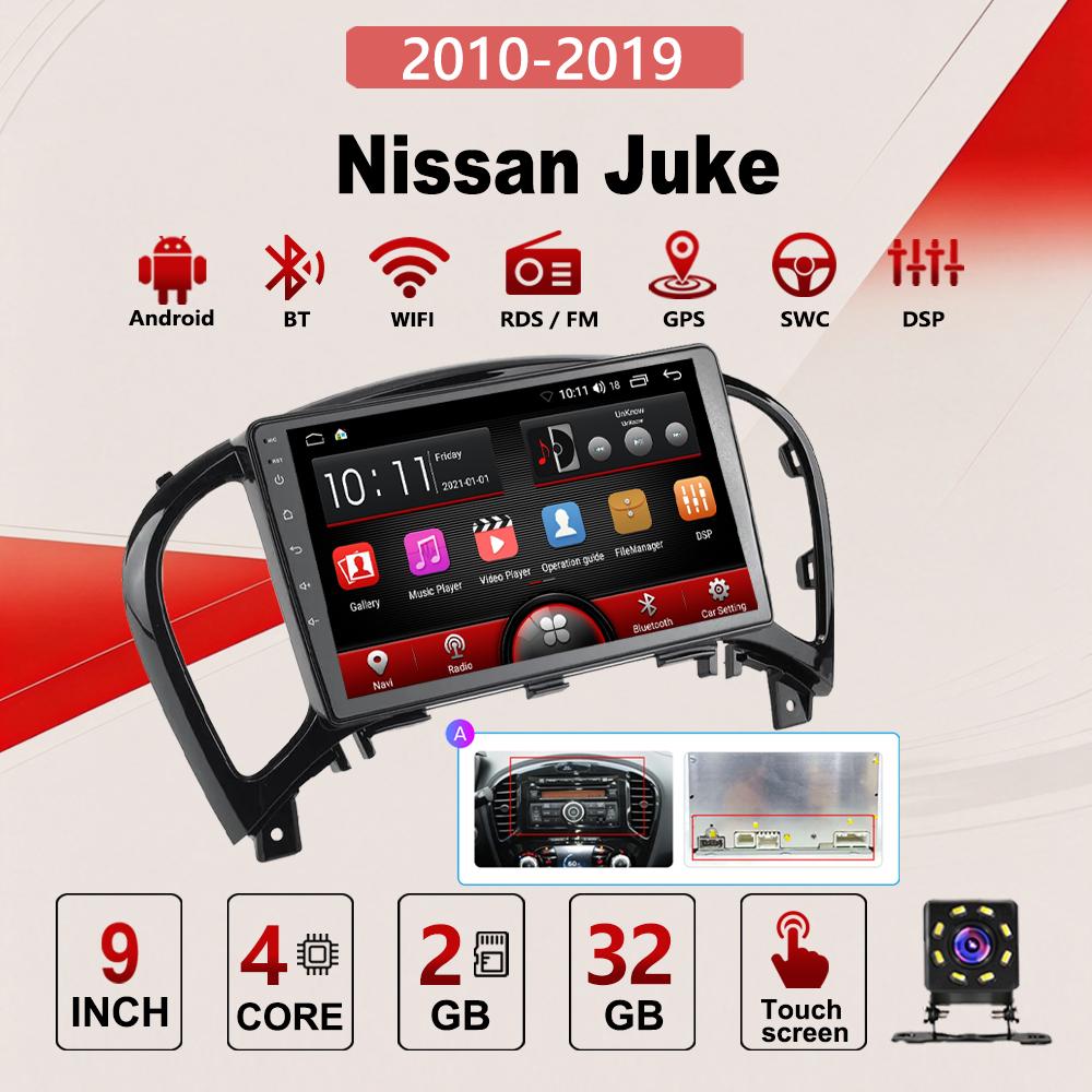 2Din Android Car-Play Car Radio,Nissan Juke 2010-2019,Multimedia Player Head Unit Stereo GPS Navigation BT WIFI,2+32GB