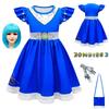 Kids Zombies 3 Cheerleader Cosplay Costume Halloween Dress Bag Wig Suit Gift Set
