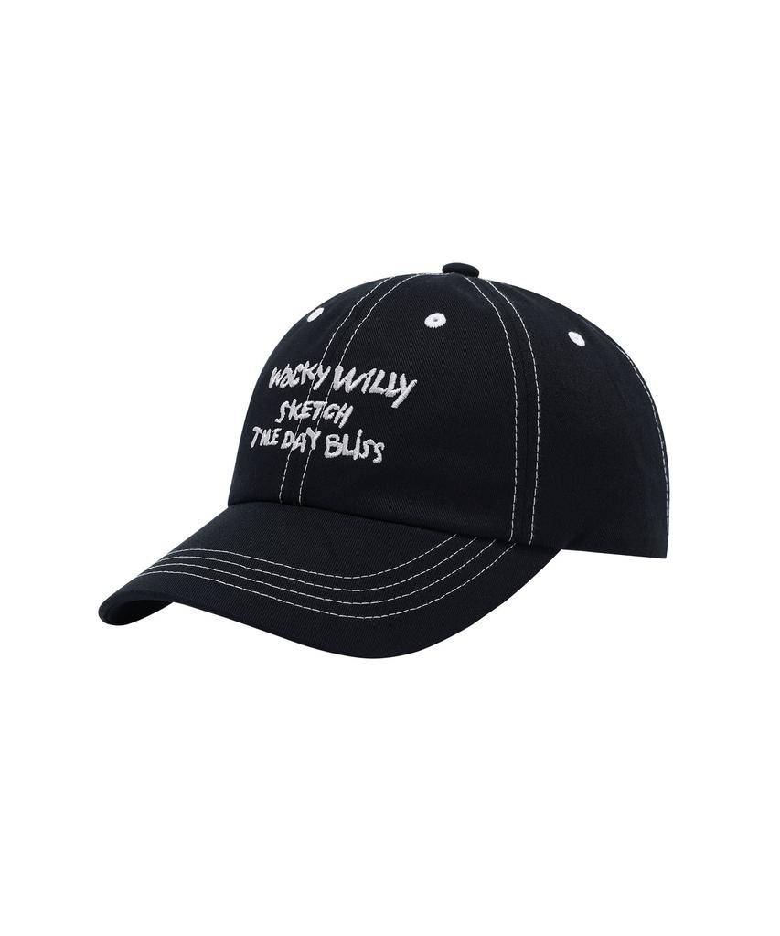 WACKY WILLY Stitch Typo Ball Cap Black