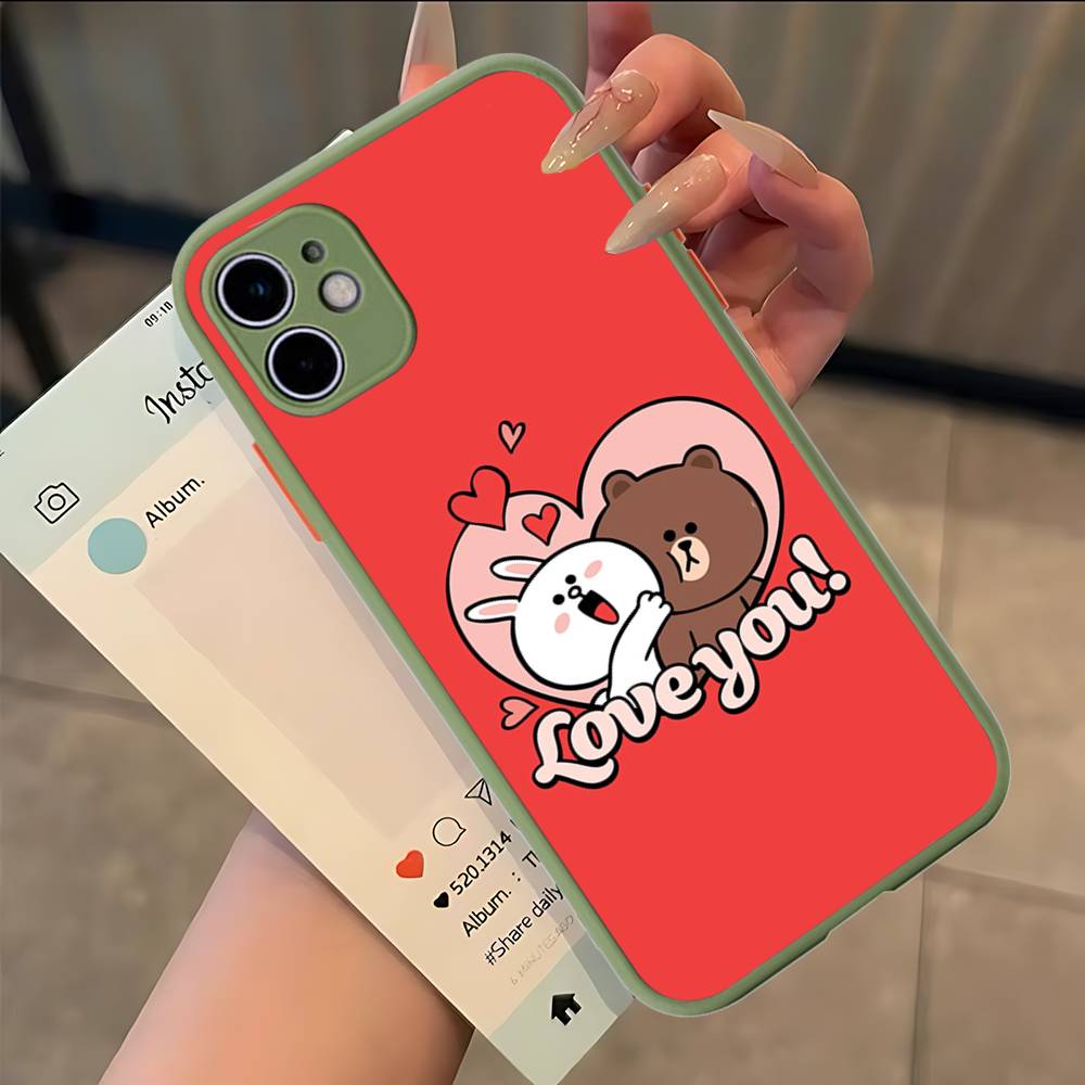 Cartoon Cute C-Cony B-Brown Phone Case For IPhone 11 12 13 14 15 16 Pro Plus X XS MAX Matte Bumper Shockproof Cover