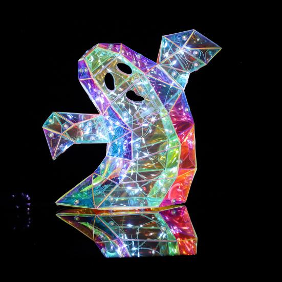 Освещенная фигурка привидения, украшение на Хэллоуин, призматическая переливающаяся жуткая лампа-призрак, питание от USB, красочный светильник-призрак для внутреннего и наружного декора