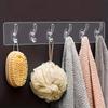 6 Row Multipurpose Hooks Nail-free Transparent Holder Strong Self Adhesive Wall Hook Kitchen Bathroom Traceless Hanger Stickers