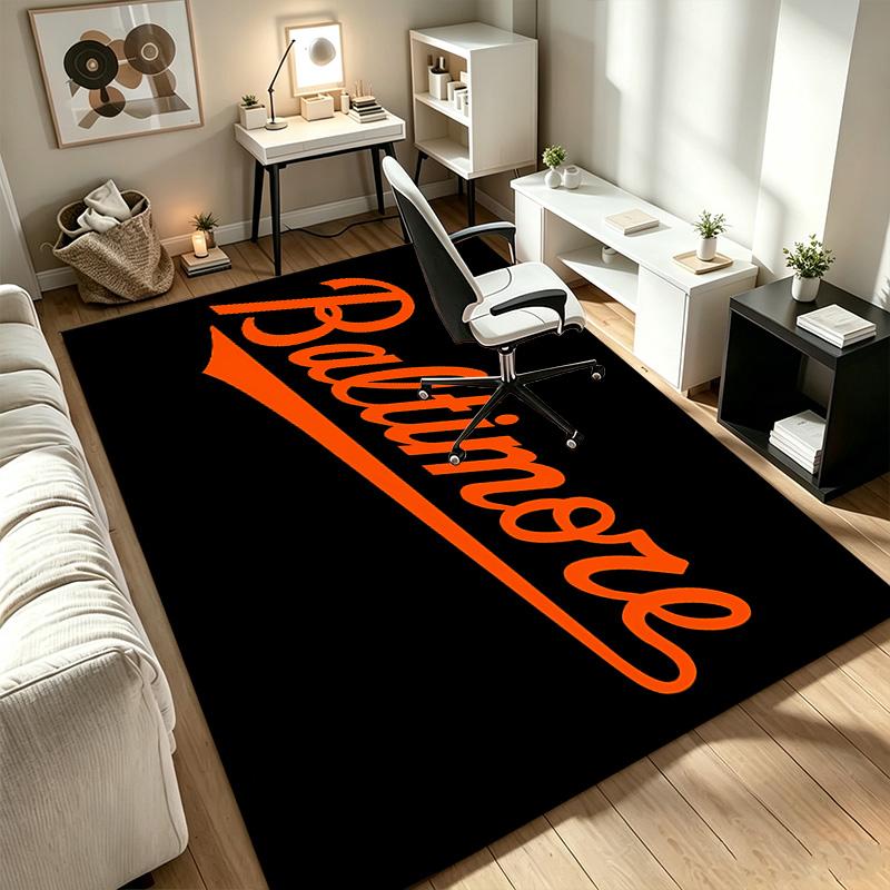 Baltimore Orioles A rug suitable for office chair areas living rooms and computer desks perfect for home offices and an ideal holiday gift