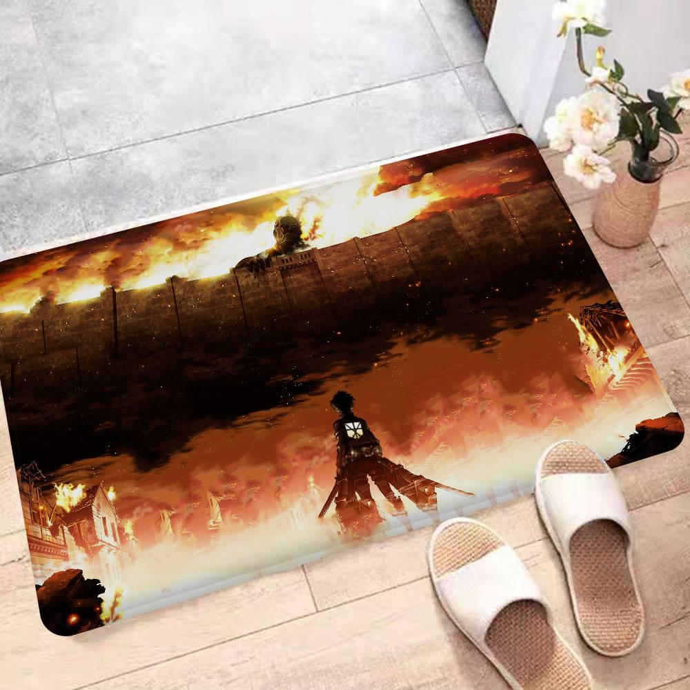 Мультяшный коврик для входной двери Атака Титанов, моющийся, нескользящий, коврик для зоны дивана и кресел в гостиной, кухонный приветственный коврик