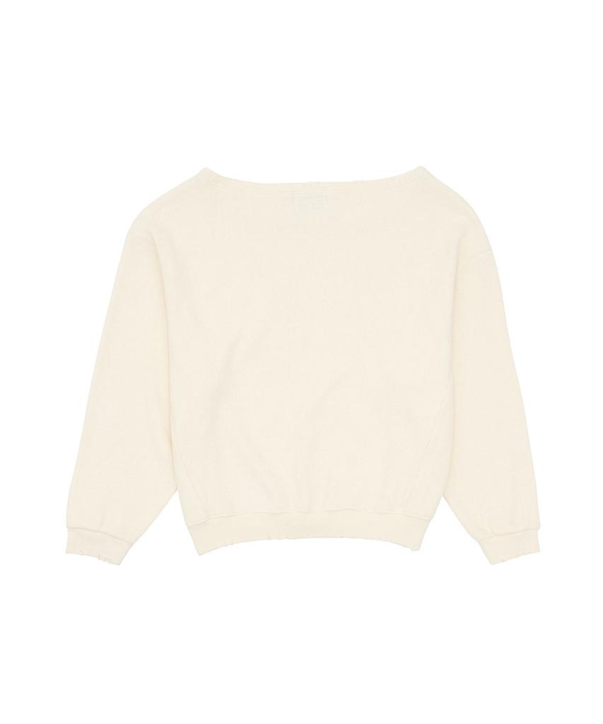 NO EXTRA TOUCH One-Shoulder Graphic Sweatshirt (Cream)_26Spss001Cr