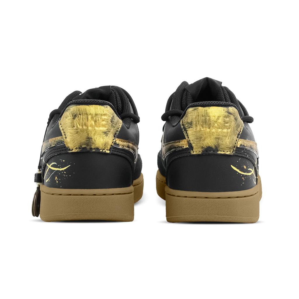 Nike Court Vision Sycee Synthetic Leather Abrasion Resistant Breathable Low top Skateboard Shoes Men's Black Gold IB2998-004(Team773--)