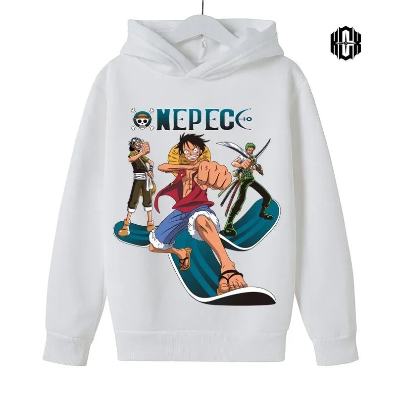 Japanese Anime Cartoon Graphic Sweatshirt for Children One Piece Roronoa Zoro Funny Luffy Ullzang