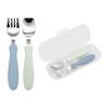 EDISONmama Fork Spoon 14cm for Ages and Comes with Blue Dishwasher and Dryer Feeding and Eating Spoon and Fork Children & 1.5 Up, Case, Hawaii, Safe,