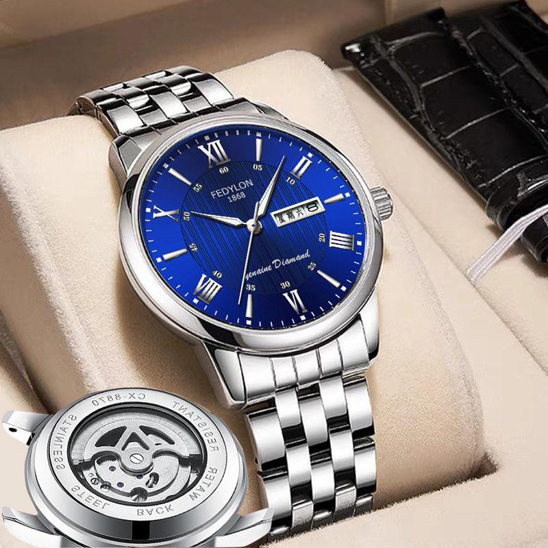 Watch Men's True Tourbillon Fully Automatic Non-Mechanical Watch Double Calendar Waterproof Brand Trendy Men's Watch