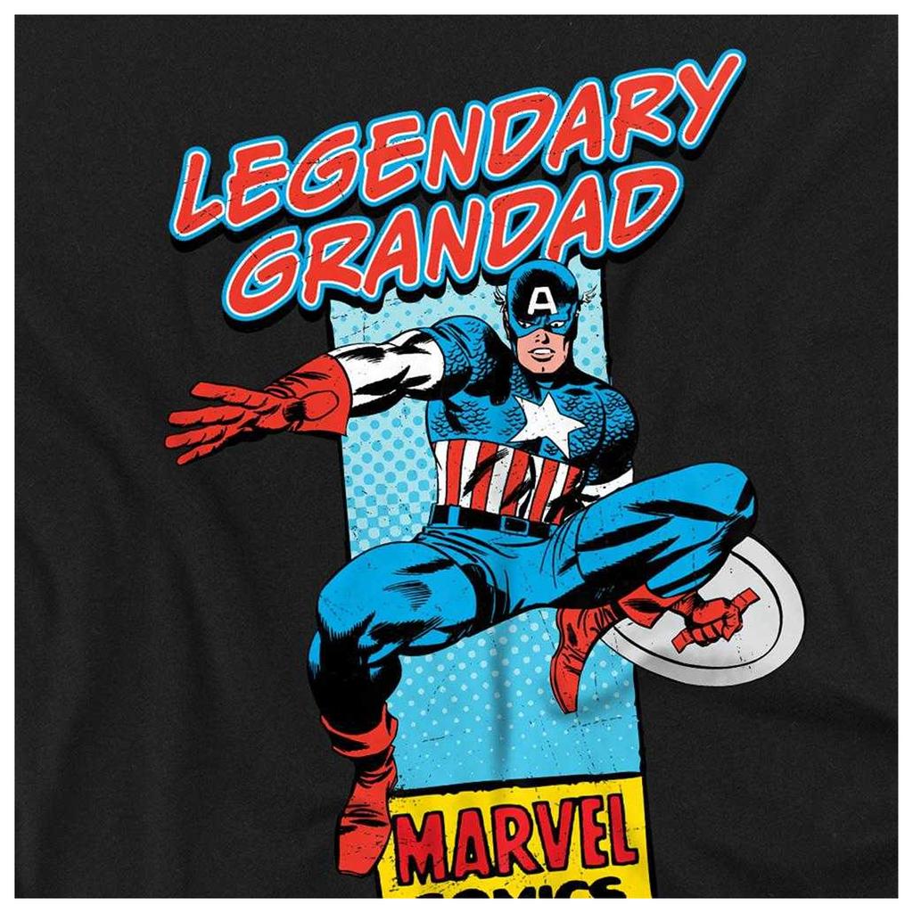 Marvel Comics Mens Legendary Grandad Captain America Corner Box T-Shirt