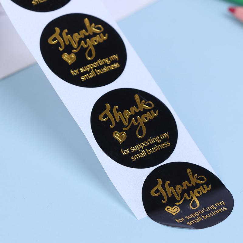 500 шт. наклейка «спасибо» свадебный декор печать штамповка розовая черная круглая этикетка