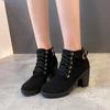 Fashion New Spring Winter Women Pumps Boots High Quality Lace-up Ladies Shoes PU High Heels Boots Fast Platform Boots 36-42