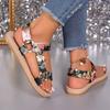 Foreign Trade 2024 Summer New Flat Bottom Women's Fashion Printing Large Size Women's Sandals Spot