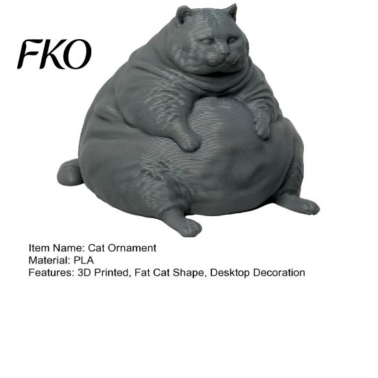 Stable Cat Figurine 3D Printed Fat Figurine, Modern Sitting Statue for Desk Accessory Decor, Animal Shape Collectible Ornament, Lovers Gift