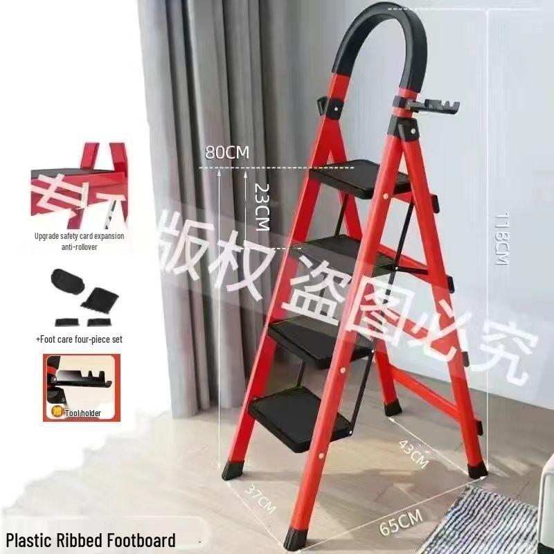 Portable Multi-Functional Four-Step Folding Step Ladder for Indoor Use
