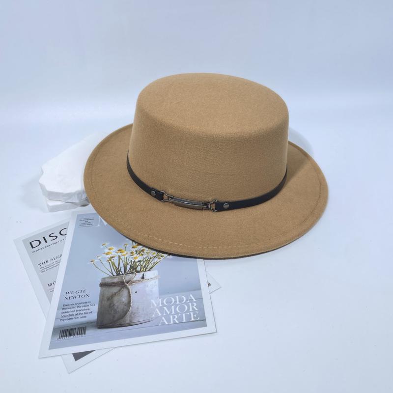 Простой универсальный шерстяной цилиндр с плоским верхом женский осенний и зимний повседневный модный кэжуал головной убор знаменитости высокого класса британский