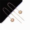 Purple Gold Snowflake Earrings Simple Hanfu Rose Gold Plated Flower Earrings Colored Gold Fringed Earrings