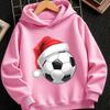 Christmas Hat Football Autumn Winter Boys' Fashion Casual Hoodie Trendy Sports Print Outdoor