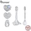 BAMOER стерлингового серебра 925 пробы, свадебная серия, сердце из роз, свадебное платье, подвески для женщин, браслет, ювелирные изделия своими руками