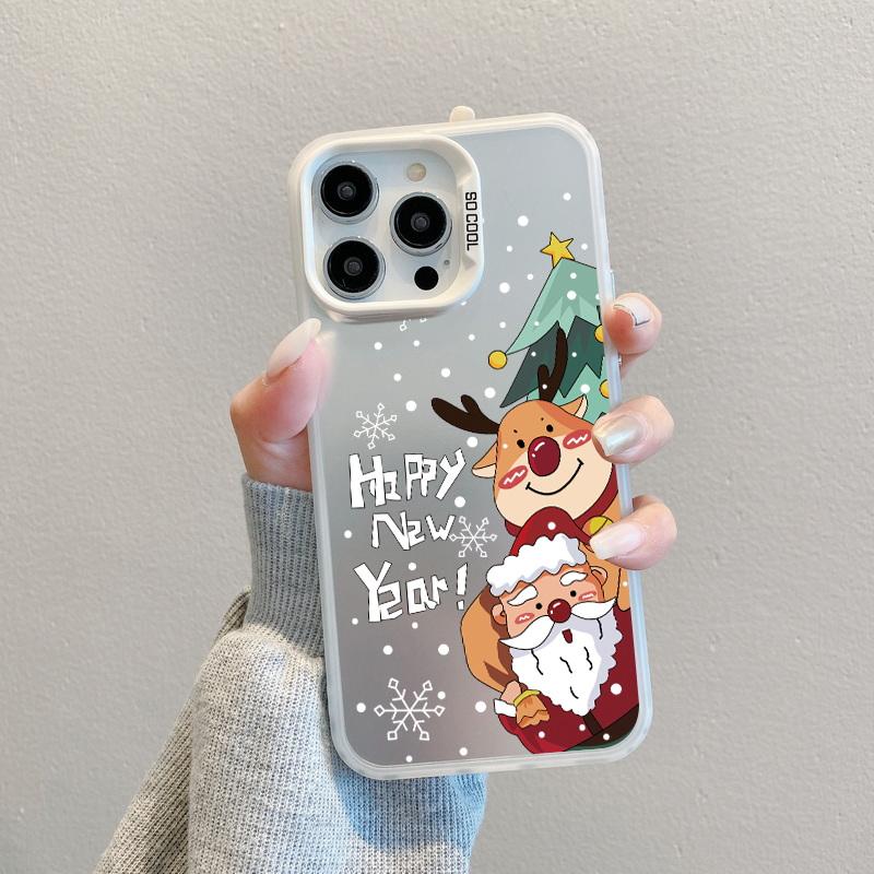 Рождественский лазерный чехол для телефона с астронавтом для iPhone 15 14 Pro Max 13 12 11 Samsung S23 S22 Ultra A54 A53 Противоударный задний чехол с рисунком оленя и Санта-Клауса