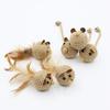 Natural Sisal Toy for Cats Handwoven Sisal Balls Mice Toys with Feather/Bell Interactive Cat Scratcher Chew Toy for Kitten Kicker
