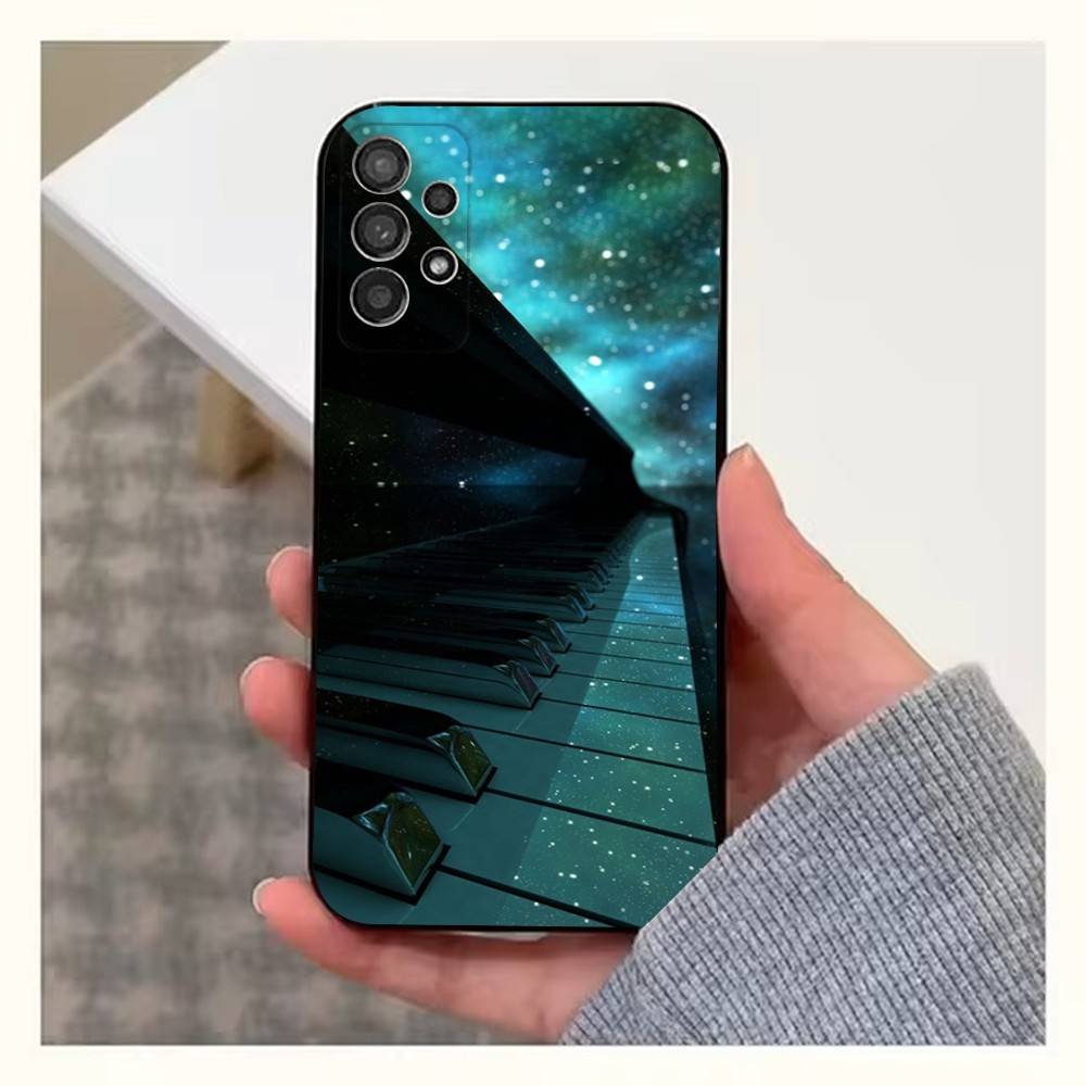 Чехол-футляр с рисунком пианино для Samsung S10, Plus, S9, S22, S25, Ultra, S24, S21, S20, S23, FE, Lite, Мягкий силикон, Черный