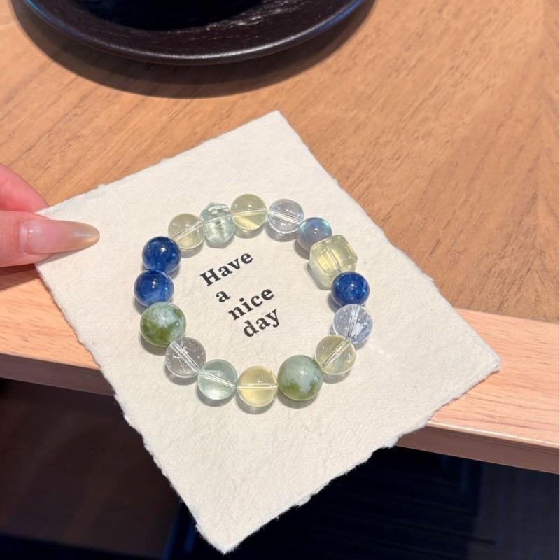 Natural Crystal Beaded Bracelet Vintage Style Men Women Fashion Jewelry