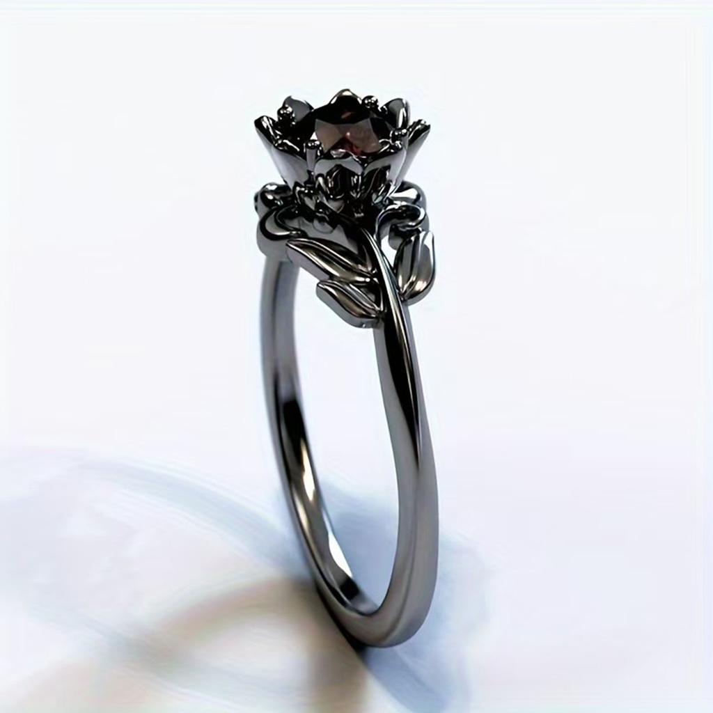 Multipurpose Skull Gothic Rings Retro Black Gold Heart Love Crystals Zirconia Accessory for Christmas Valentines Day
